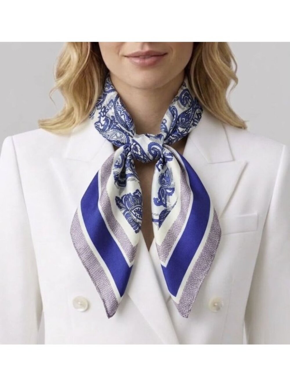 ❤️New Elegant Women Square Silky Soft Scarf Head Top hijab Blue Floral Paisley